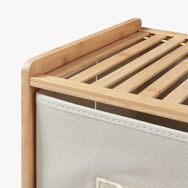 Commode avec tiroirs en tissu Maldon naturel / beige [en.casa] 
