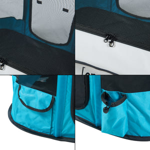 Parc pour chiens Mörbylånga pliable bleu beige [en.casa]