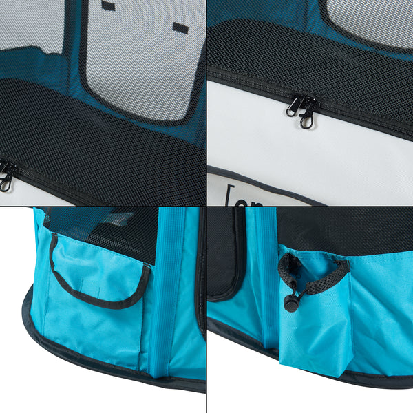 Parc pour chiens Mörbylånga pliable bleu beige [en.casa]