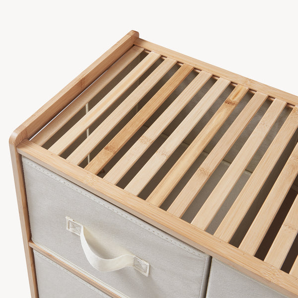 Commode avec tiroirs en tissu Maldon naturel / beige [en.casa] 