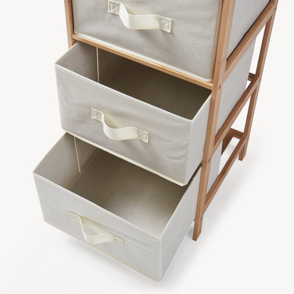 Commode avec tiroirs en tissu Maldon naturel / beige [en.casa] 