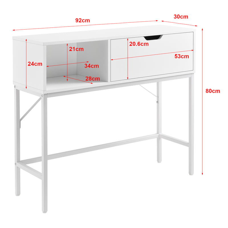 Croquis coté Table console Tranemo 92 x 30 x 80 cm Couleurs différentes [en.casa]