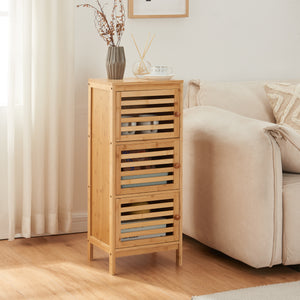 Bijzetkast met 3 deuren Ypäjä 82x33x27 cm bamboe [en.casa] - premiumXL
