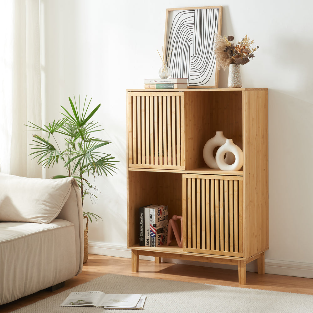 Boekenkast Ypäjä schap bamboe naturel [en.casa]