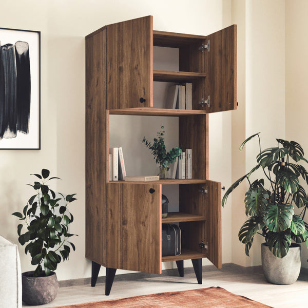 Armoire polyvalente Nes avec 4 portes panneau de particules 135 x 60 x 32 cm [en.casa]