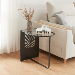 Bijzettafel Ulvik 50x50x35cm van metaal en glas zwart [en.casa] - premiumXL