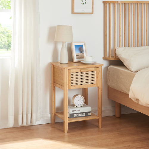 Nachtkastje Leirfjord 60x40x35 cm Bamboe Natuur [en.casa] - premiumXL