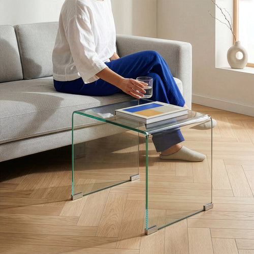 Table d’appoint Varlofrek verre trempé 50 x 50 x 50 cm [en.casa]
