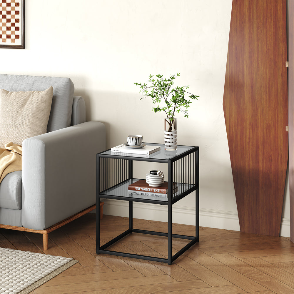 Bijzettafel Tronevn 50x40x40 cm zwart [en.casa]