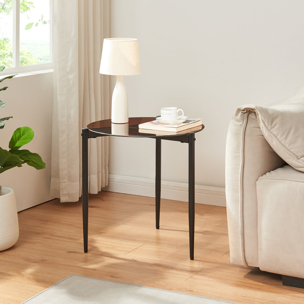 Table d'appoint Ulökantaa acier verre fumé 50 x 50 cm [en.casa]