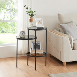 Table d’appoint Mölndal avec 3 étagères Noir [en.casa] - premiumXL