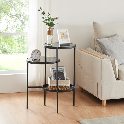 Table d’appoint Mölndal avec 3 étagères Noir [en.casa] - premiumXL