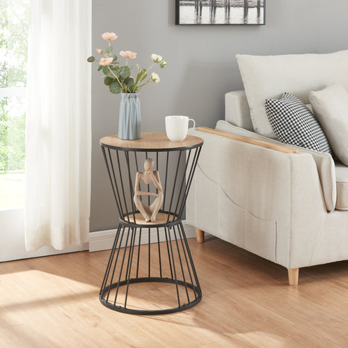 Table d’appoint Fossbergom noir/chêne - aspect [en.casa] - premiumXL