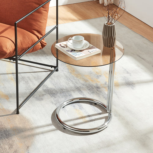 Bijzettafel Ylivieska rond met glasplaat 46x45 cm [en.casa]