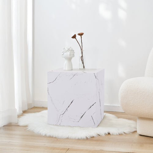 Bijzettafel Ellelu rechthoekig 45x40x40 cm marmerlook [en.casa]