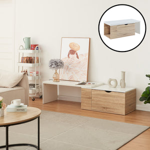 Table d’appoint Österåker 100x47,5x40 cm aspect bois/blanc [en.casa] - premiumXL