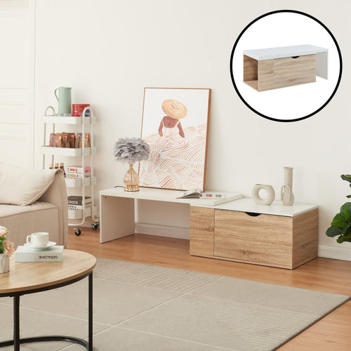 Table d’appoint Österåker 100x47,5x40 cm aspect bois/blanc [en.casa] - premiumXL