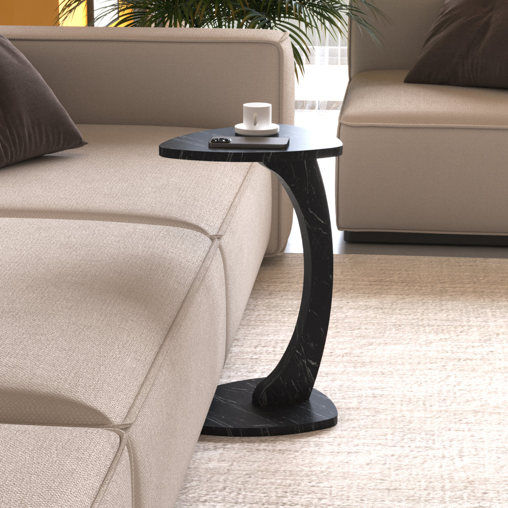 Bijzettafel Klinerg op wielen C-vorm 40x37x56 cm [en.casa]