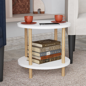 Bijzettafel Ves rond met onderblad Ø42x49 cm [en.casa]