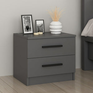 Table de chevet Fanø avec 2 tiroirs anthracite [en.casa] - premiumXL