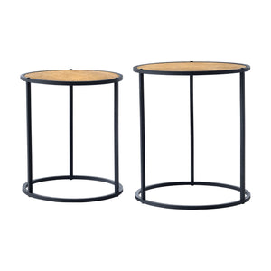 Satztisch Moriusaq in 2-delige set rond hout - look [en.casa] - premiumXL