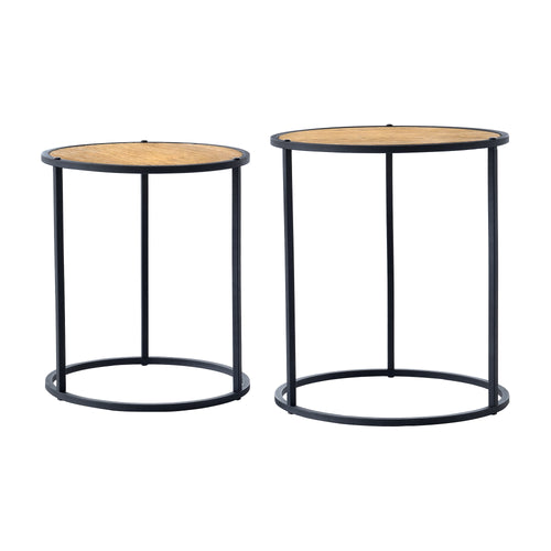 Satztisch Moriusaq in 2-delige set rond hout - look [en.casa] - premiumXL
