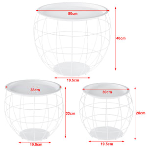 Kit de 3 Tables Gigognes Neman Paniers Métal Plusieurs Tailles [en.casa]