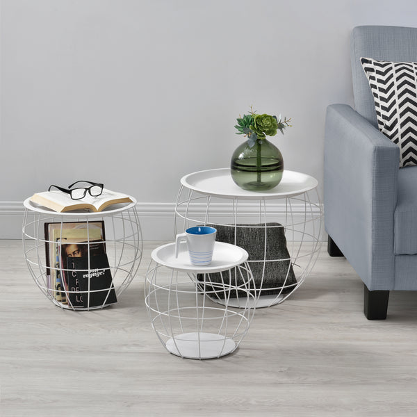 Kit de 3 Tables Gigognes Neman Paniers Métal Plusieurs Tailles [en.casa]