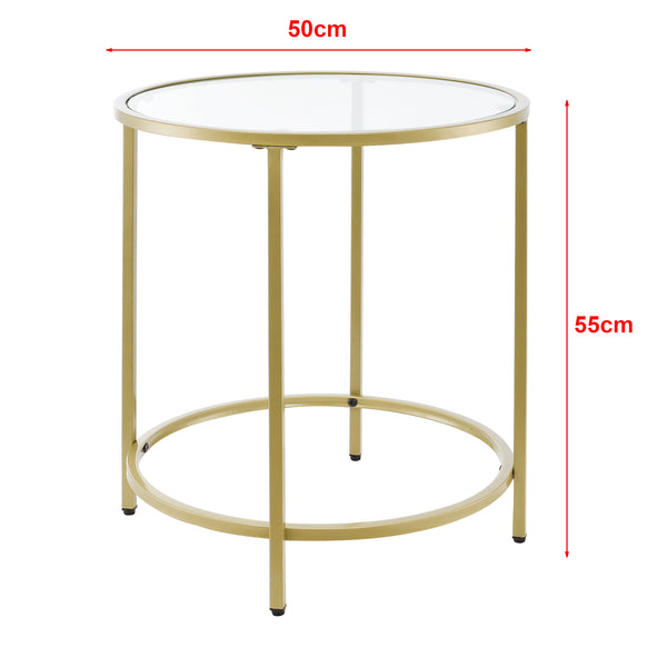 Bijzettafel Ahtari rond glas en metaal 55xØ50 cm - 2 varianten