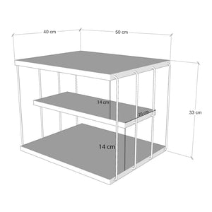 Table d'appoint Åtvidaberg avec 2 étagères panneau de particules métal 50 x 40 x 33 cm [en.casa]