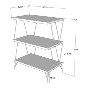 Table d'appoint Bamble avec 2 étagères panneau de particules métal 46 x 30 x 76 cm [en.casa]