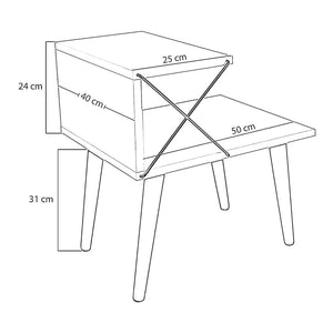 [en.casa] Bijzettafel Bergen 50x40x55 cm met 1 plank - 3 varianten
