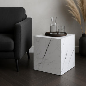 Bijzettafel Ellelu rechthoekig 45x40x40 cm marmerlook [en.casa]