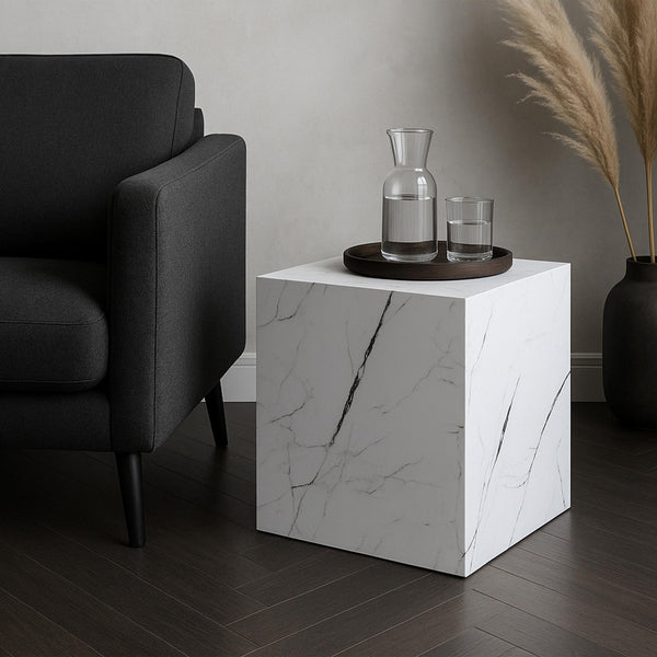 Bijzettafel Ellelu rechthoekig 45x40x40 cm marmerlook [en.casa]