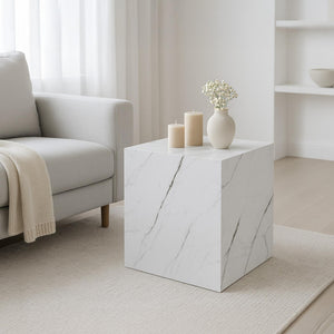 Bijzettafel Ellelu rechthoekig 45x40x40 cm marmerlook [en.casa]