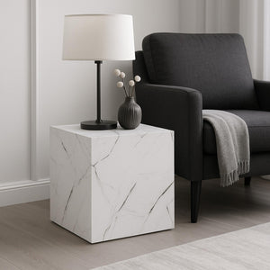 Bijzettafel Ellelu rechthoekig 45x40x40 cm marmerlook [en.casa]
