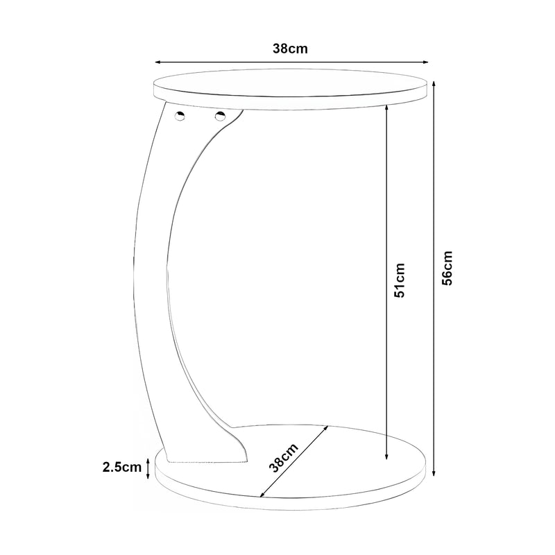 Croquis coté Table d’appoint Holeby 56 x 38 cm [en.casa]