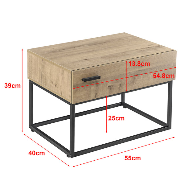 Table d'appoint Hylte noir effet chêne [en.casa]