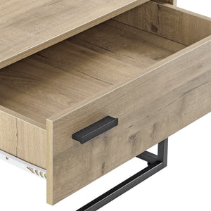 Table d'appoint Hylte noir effet chêne [en.casa]