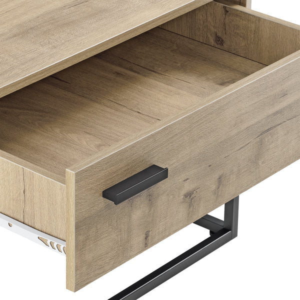 Table d'appoint Hylte noir effet chêne [en.casa]