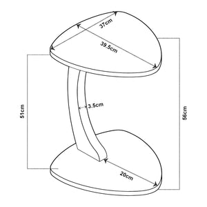 Bijzettafel Klinerg op wielen C-vorm 40x37x56 cm [en.casa]
