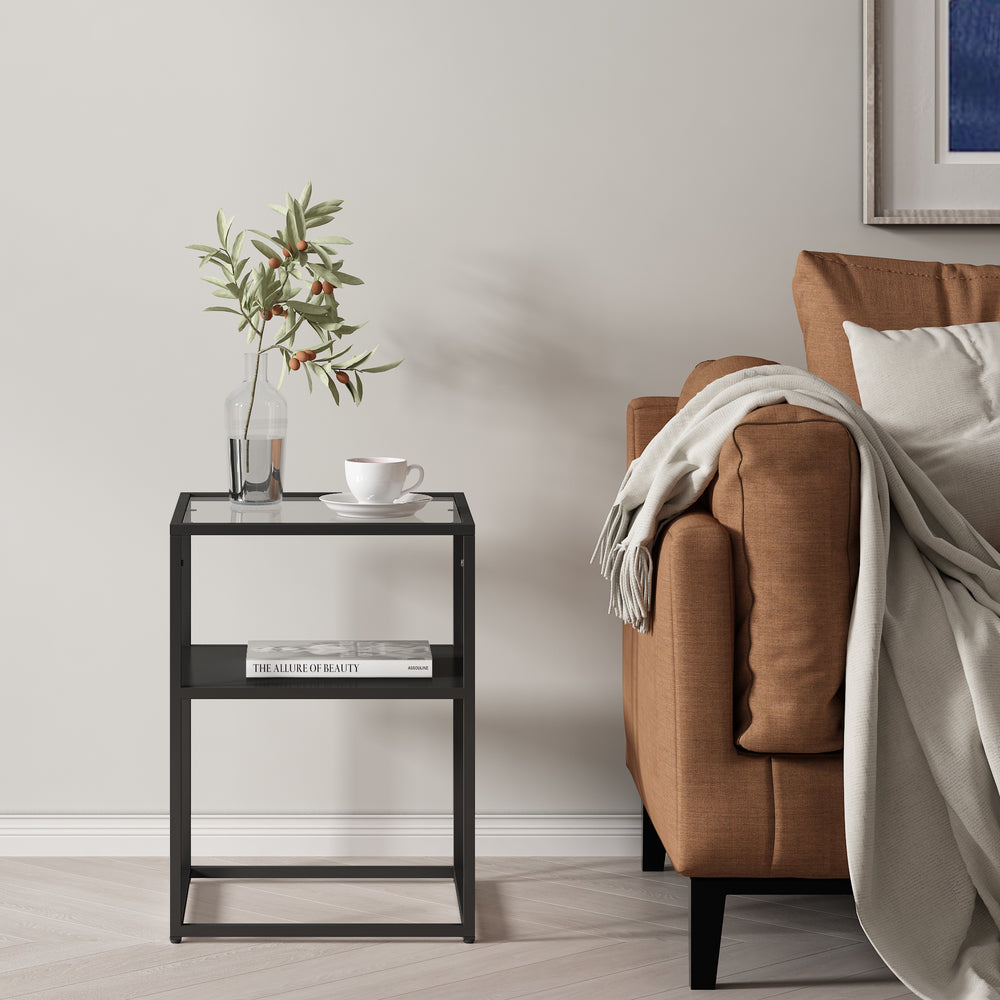 [en.casa] Bijzettafel Solund 40x40x55 staal en glas - 2 varianten