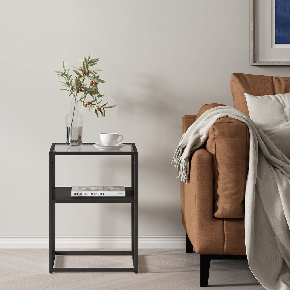 [en.casa] Bijzettafel Solund 40x40x55 staal en glas - 2 varianten