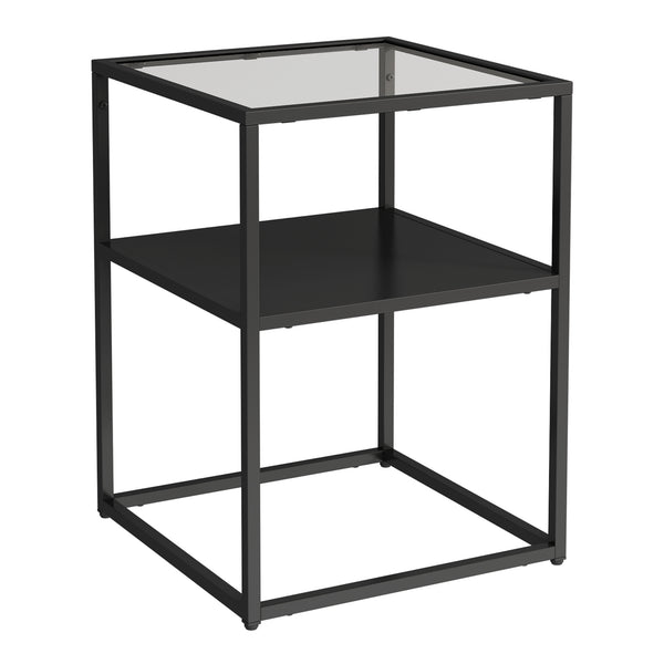 Table d'appoint Solund avec étagère acier verre trempé 55 x 40 x 40 cm [en.casa]