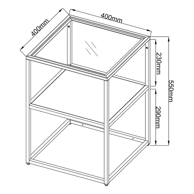 Maatschets [en.casa] Bijzettafel Solund 40x40x55 staal en glas - 2 varianten