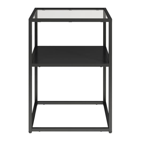 Table d'appoint Solund avec étagère acier verre trempé 55 x 40 x 40 cm [en.casa]