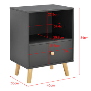 Nachtkastje Sundsvall set van 2 met lade en open vak [en.casa]