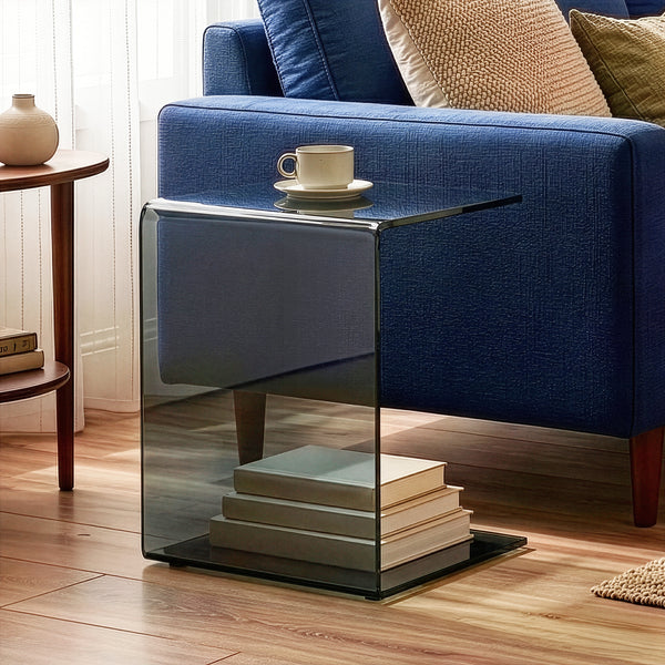 Table d'appoint Trölmapilu verre 60 x 40 x 40 cm [en.casa]