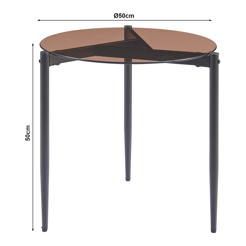 Maatschets Bijzettafel Ulökantaa rond rookglas 50x50 cm [en.casa]