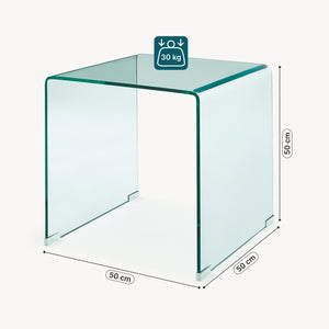 Table d’appoint Varlofrek verre trempé 50 x 50 x 50 cm [en.casa]